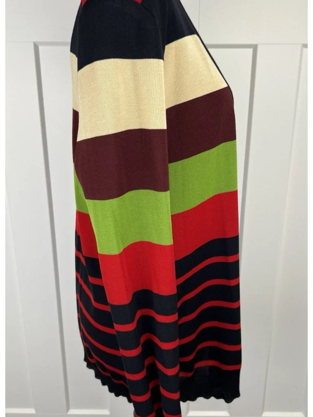 Misook Cardigan Tank Set Women's L Striped Colorblock Sweater Twinset